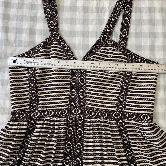 Beige black BCBGMAXAZARIA Dress mini summer Melania V neck sleeveless pleated 12 - Picture 12 of 16